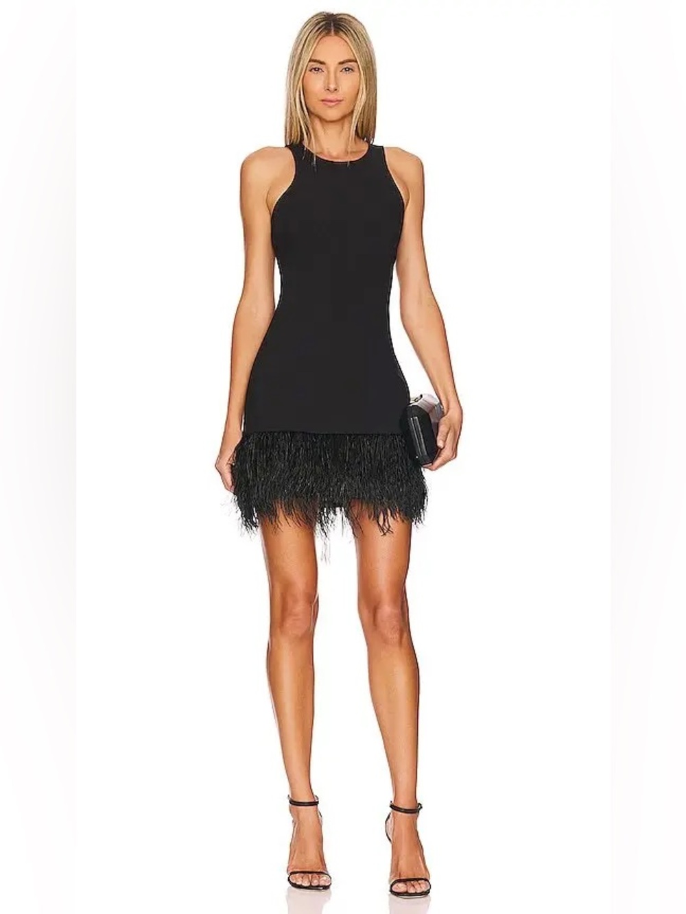 LIKELY Cami Dress Black Feather Hem Mini Cocktails Size 2